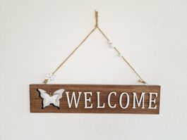 Welcome Schild aus Holz ca. 39.5 x 9 x 1 cm