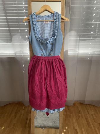 Trachtenkleid Steindl Grösse 38 blau kariert weiss