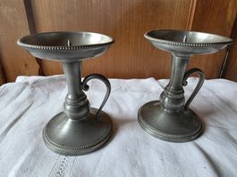 2 Vintage Zinn Kerzen Ständer