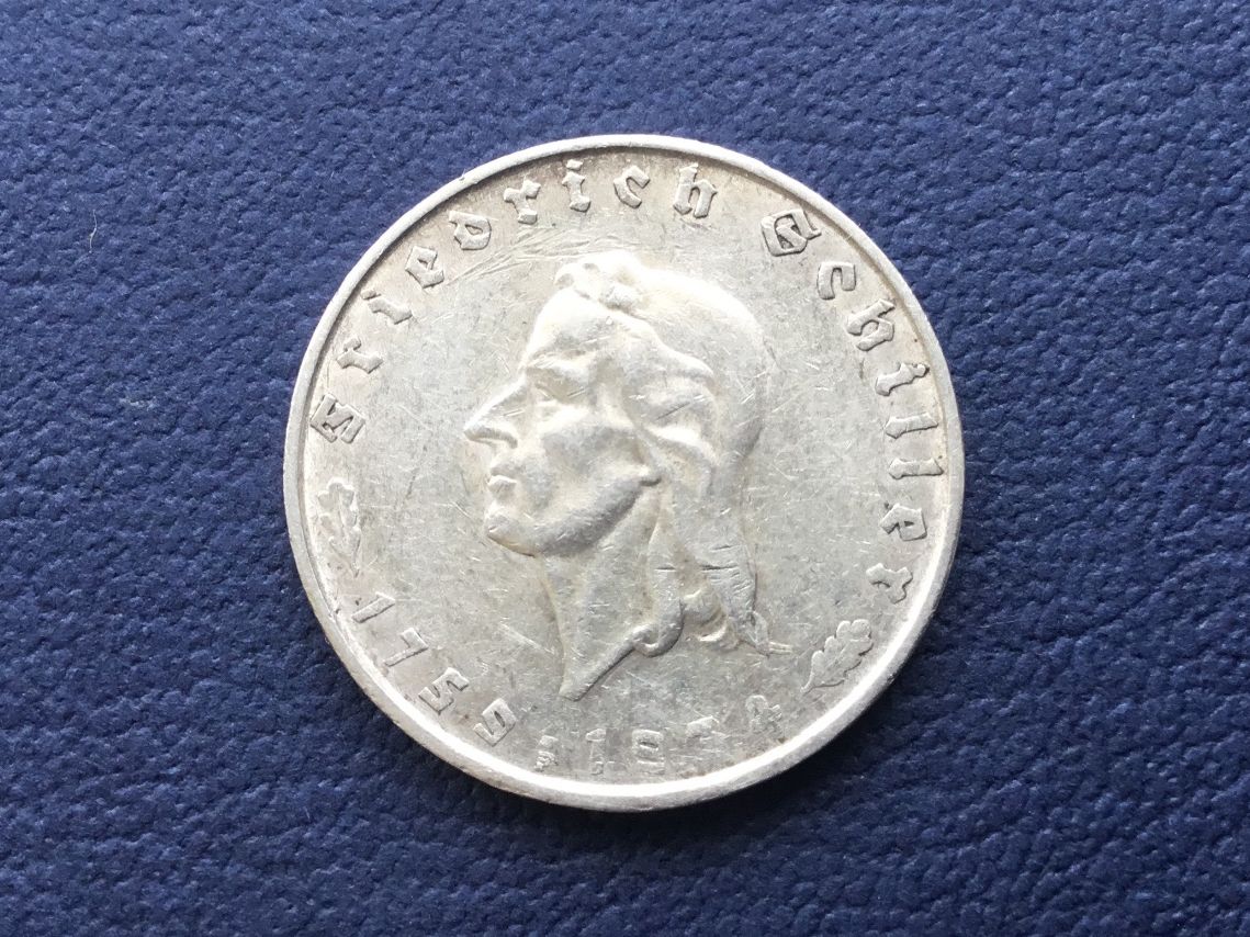 Tutti le monete: 2 Reichsmark Friedrich Schiller 1934 – Usato da St. Margrethen SG venduto da alfapeugeot10 5