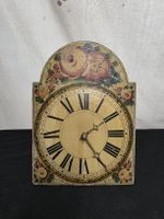 Antike Wanduhr mit Blumenmalerei, Vintage Deko Uhr! Defekt