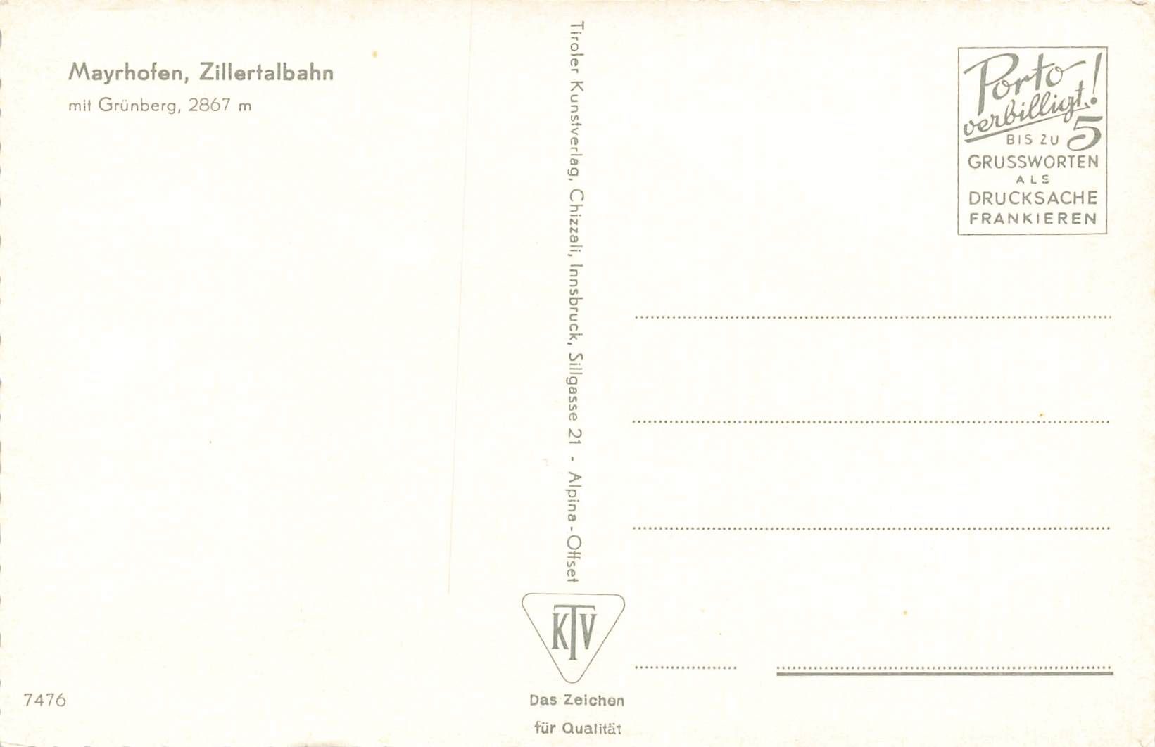 Cartoline postali: Mayrhofen zillertal bahn – Usato da Biasca venduto da Blenio71 1