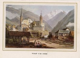 Visp   VS  mit Mischabelgruppe    um 1850  (Reproduktion)