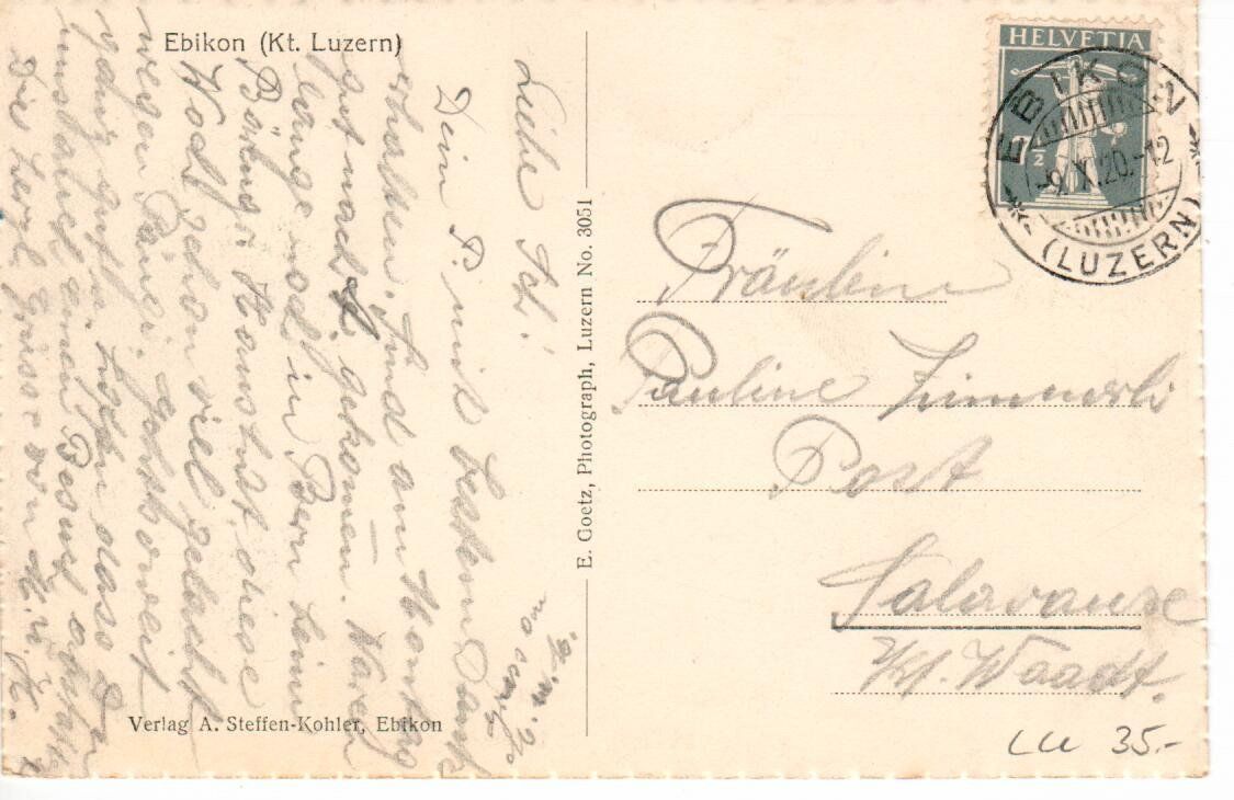 Cartes postales: Ebikon LU  1920 – D'occasion à Wolhusen par Curver9 1