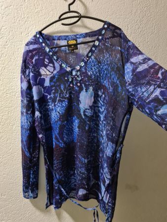 Sarah Kern Langarm Damenbluse Hauchzart Grösse 42/44 Blau