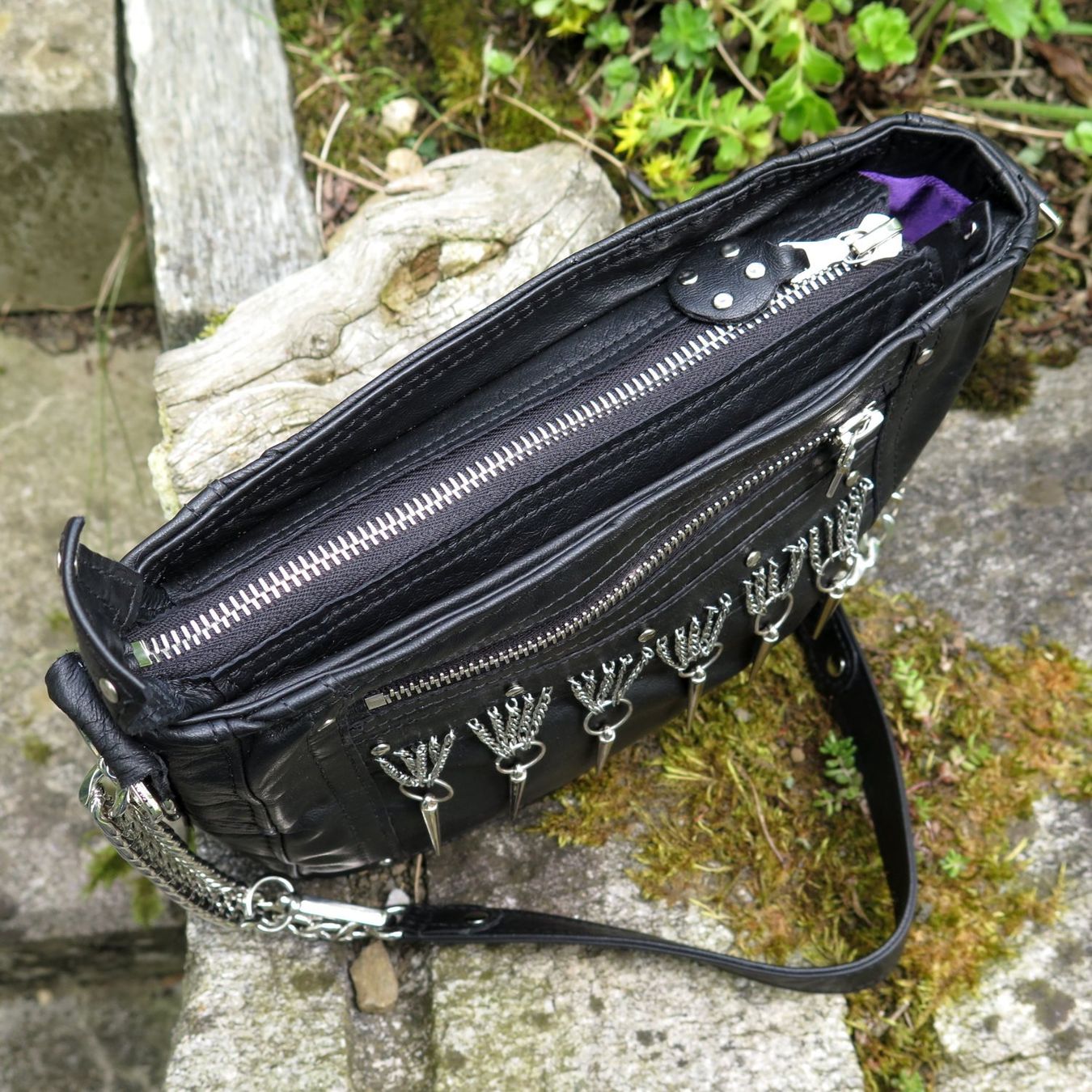Borse da donna: schwarze Ledertasche Damen, Umhängetasche mit Fransen – Nuovo e nell'imballaggio originale da Trimbach venduto da ps-lederwerk 5