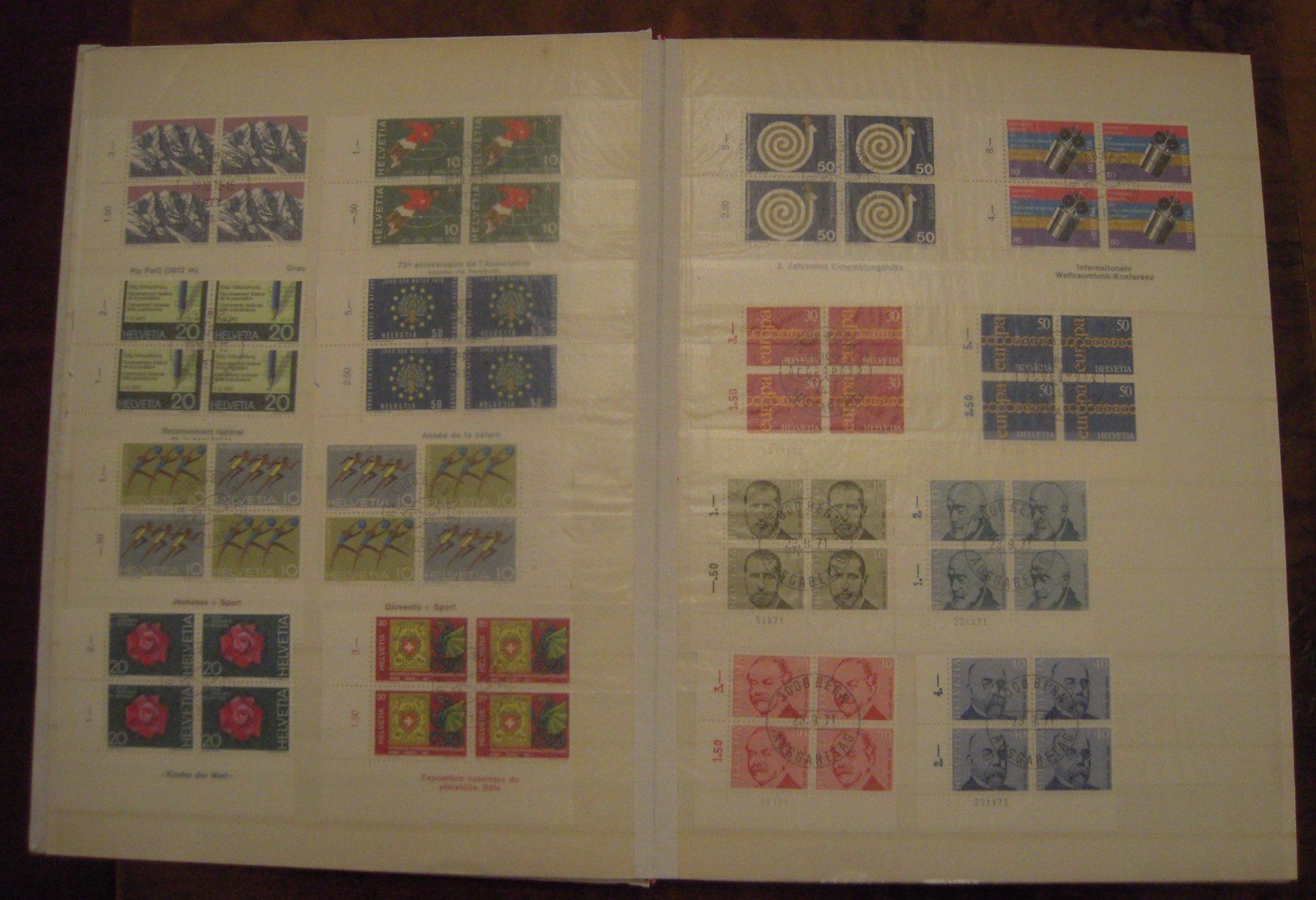 Tutti i francobolli: Viererblocks Schweiz 1970-1978, gest. meist FD – Usato da Stallikon venduto da Saentis2014 2