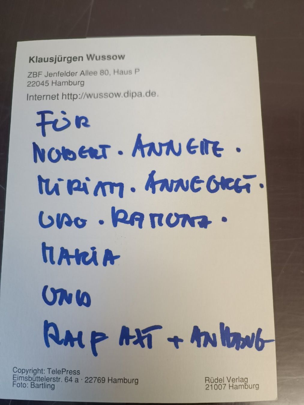 Autografi: Klausjürgen Wussow - handsignierte Autogrammkarte – Usato da Menziken venduto da Artographs 1