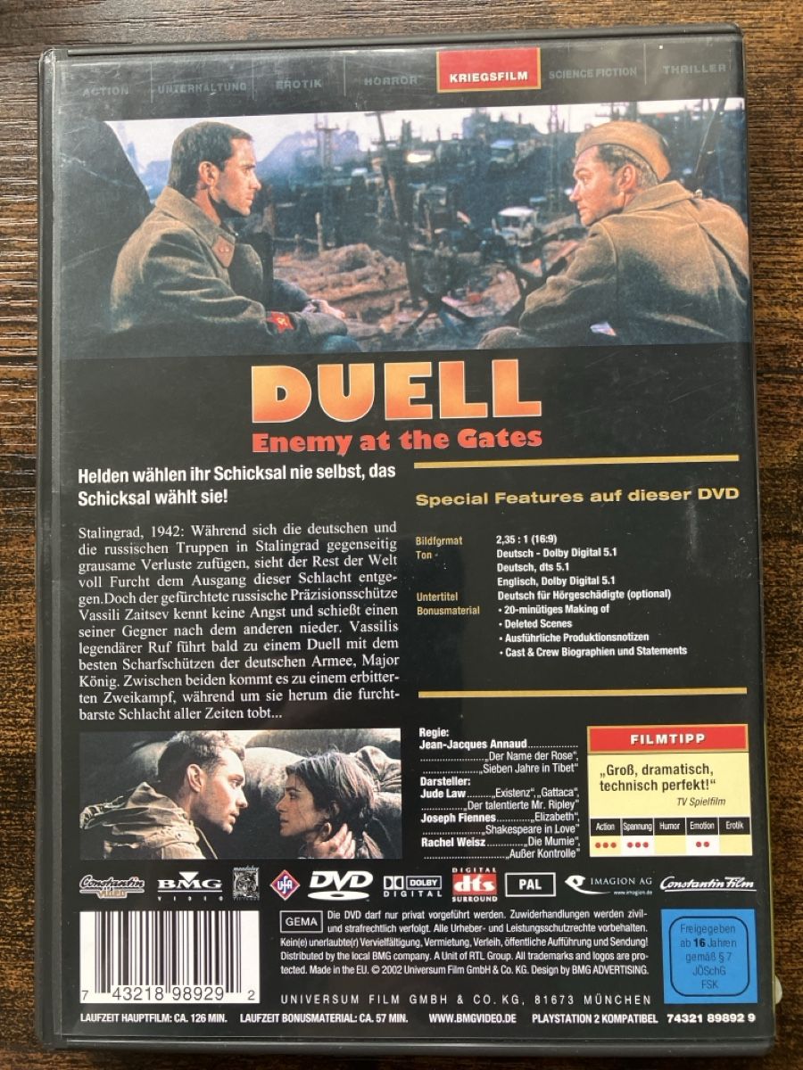 Tutti i DVDs: Duell. Enemy at the Gates DVD – Usato da Glarus venduto da Jhuber78 1