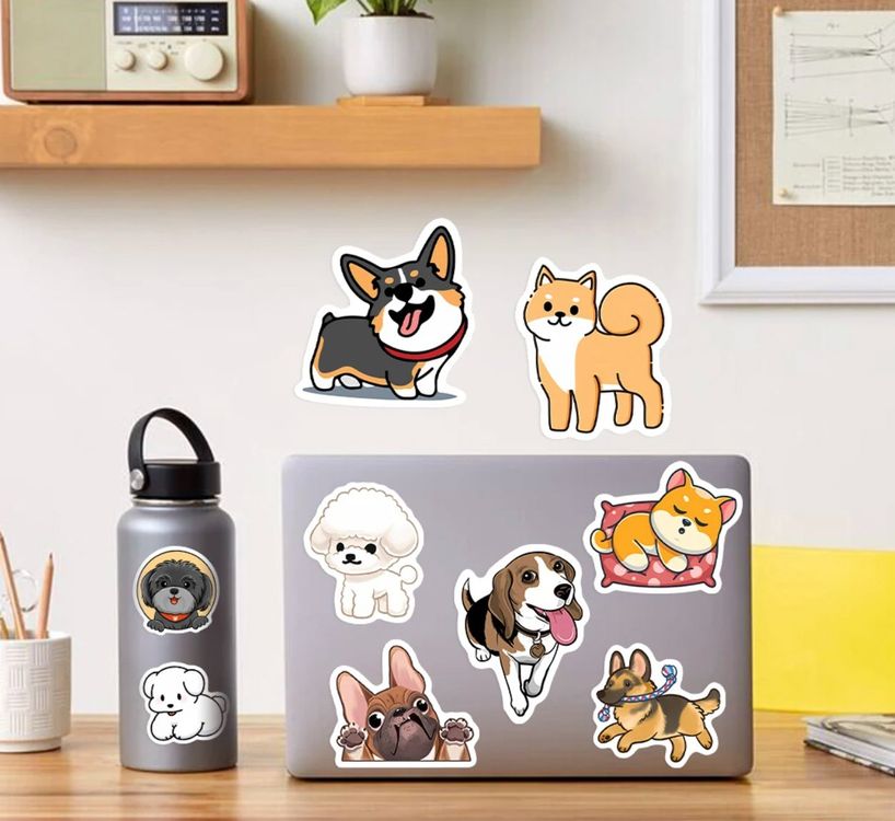 Welpen Autoaufkleber - Lustiger Scheibenwischer Dekor Weiß