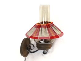 Vintage elektrische Wandlampe aus Glas mit Schirm