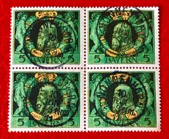 Briefmarken aus Bayern 25 Jahre Regentschaft 4er Block 