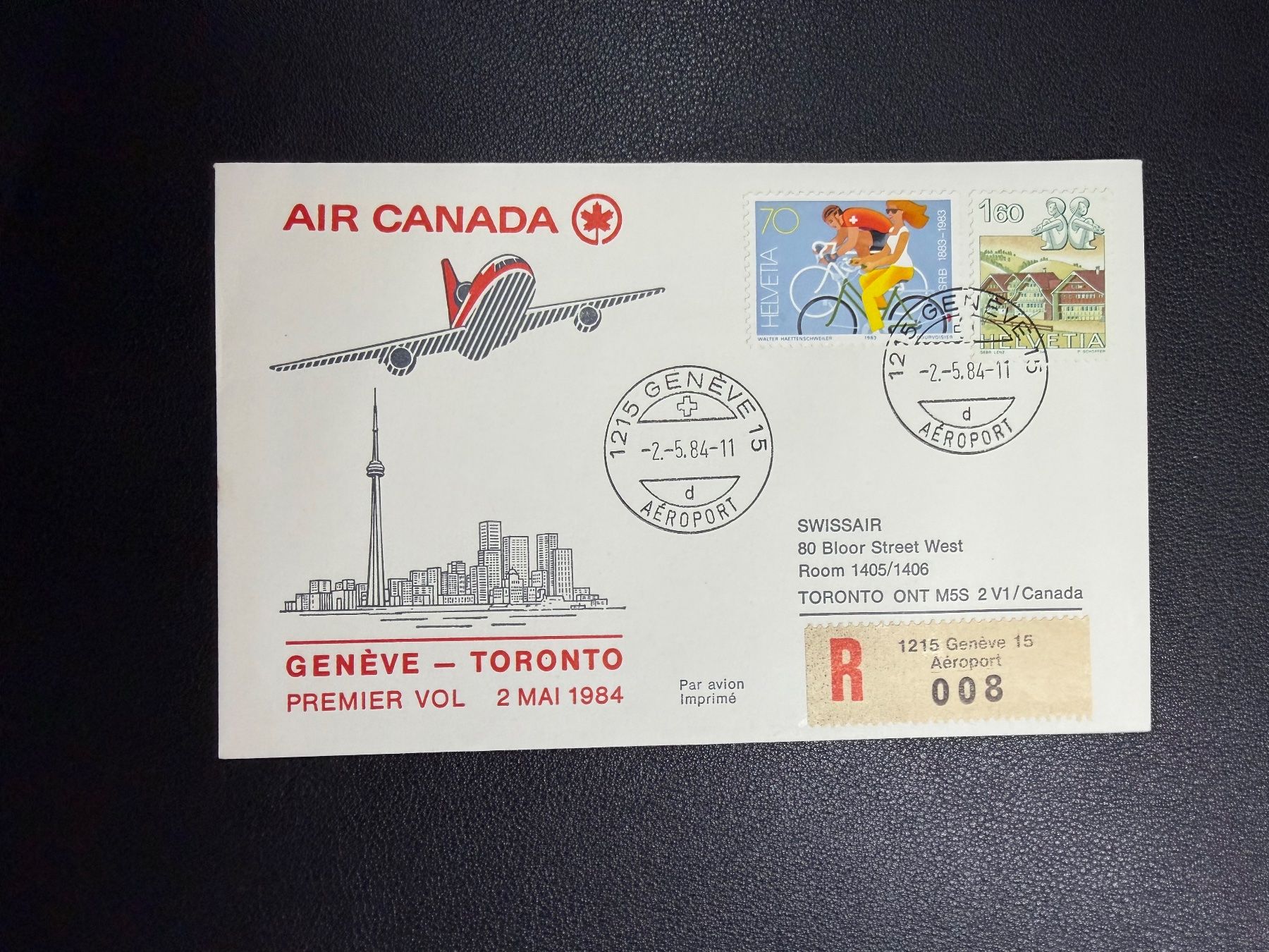 Tutti i francobolli: Air Canada Erstflugbrief Genf-Toronto 1984 – Usato da oberrüti venduto da jeanmei