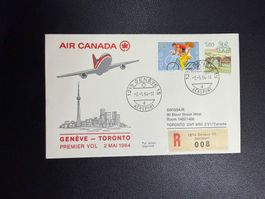 Air Canada Erstflugbrief Genf-Toronto 1984