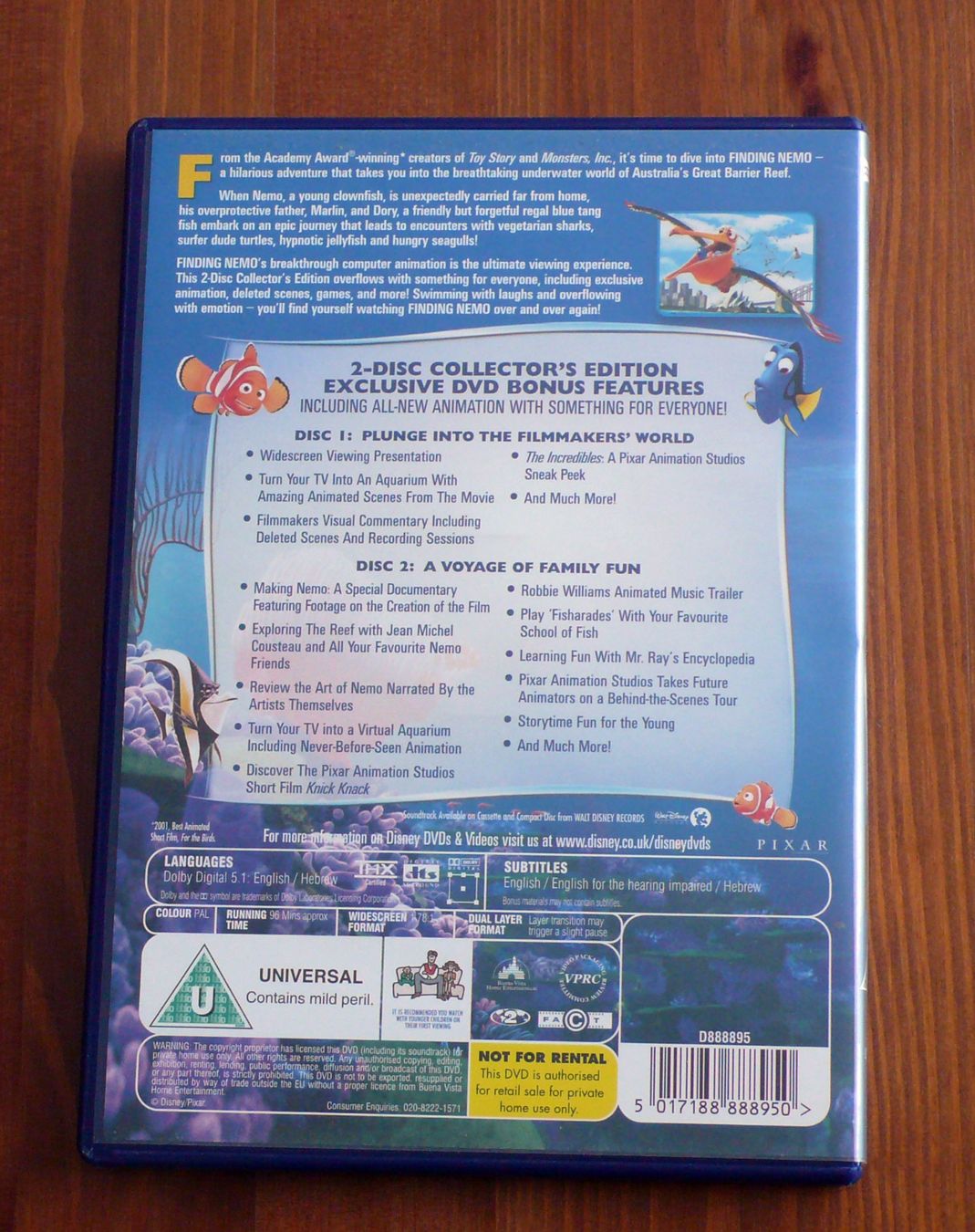 Tutti i DVDs: FINDING NEMO -COLLECTOR’S EDITION  2 DVD – Usato da Bülach venduto da Ckitzmueller 1