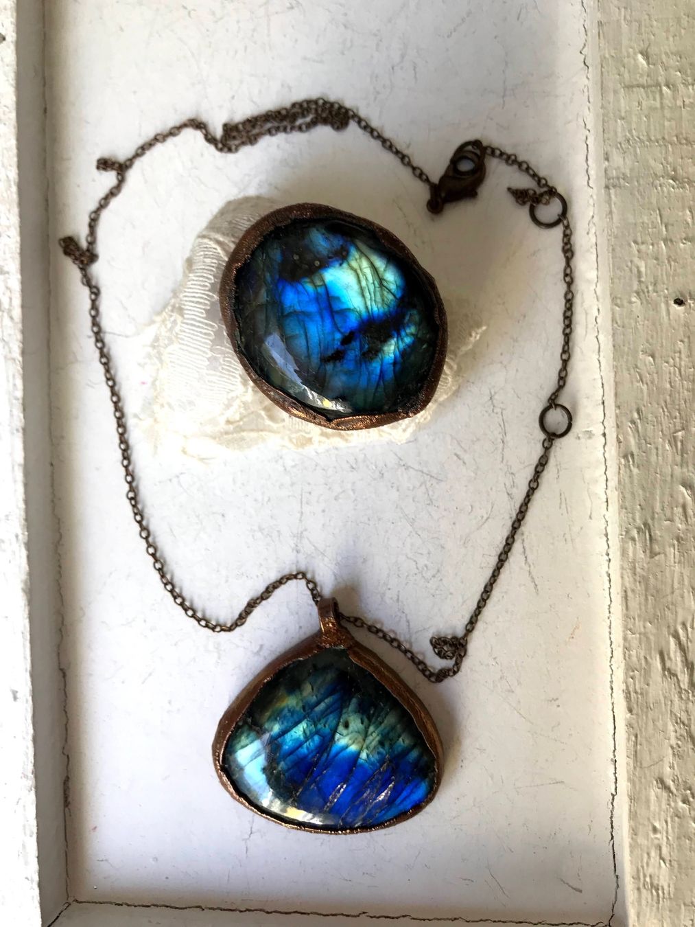 Sonstiger Schmuck: Anello + collana rame e labradorite – Gebraucht aus Breganzona von mas_tv72