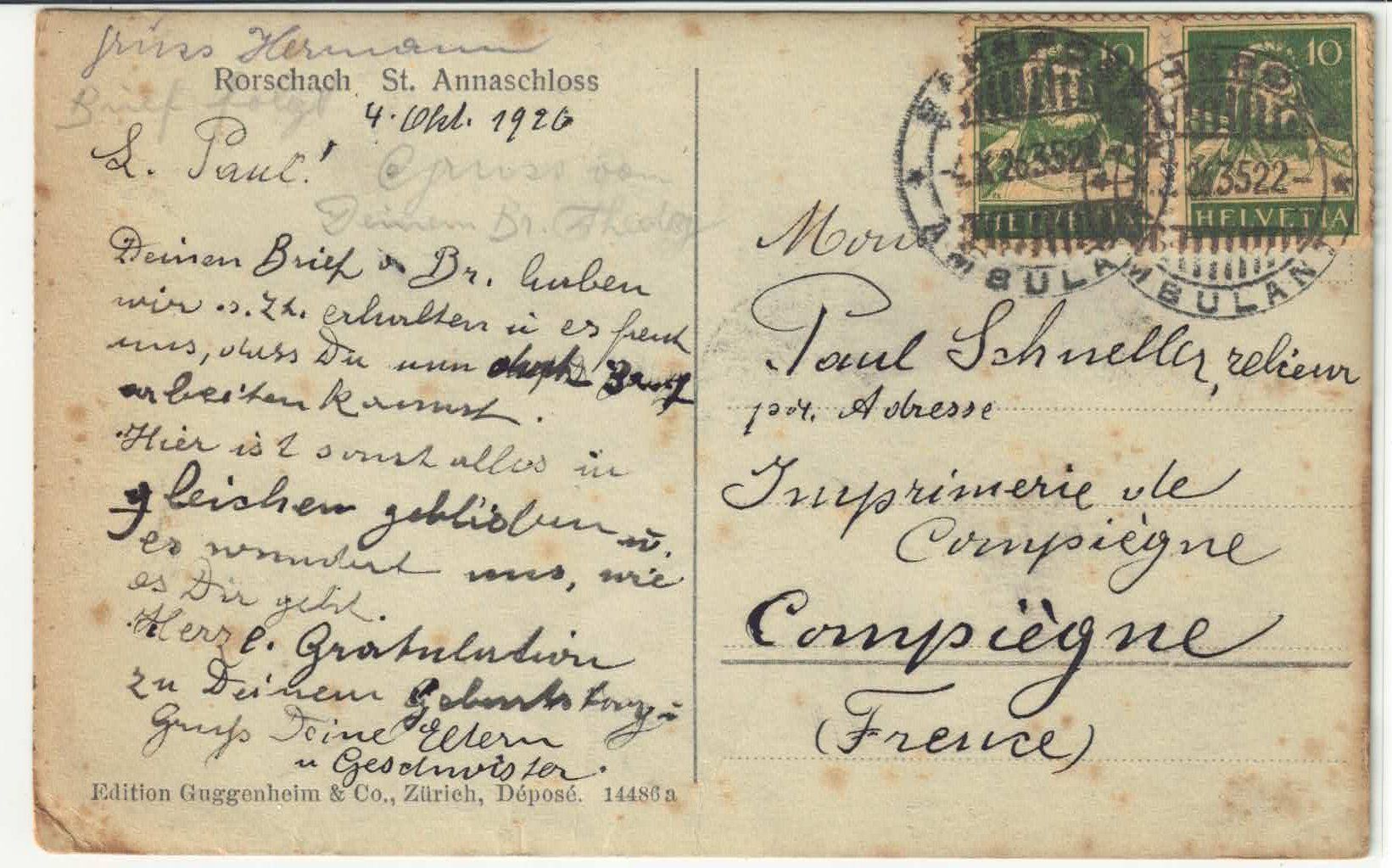 Cartoline postali: Rorschach - St. Annaschloss – Usato da Ettingen venduto da Kartenplanet 1