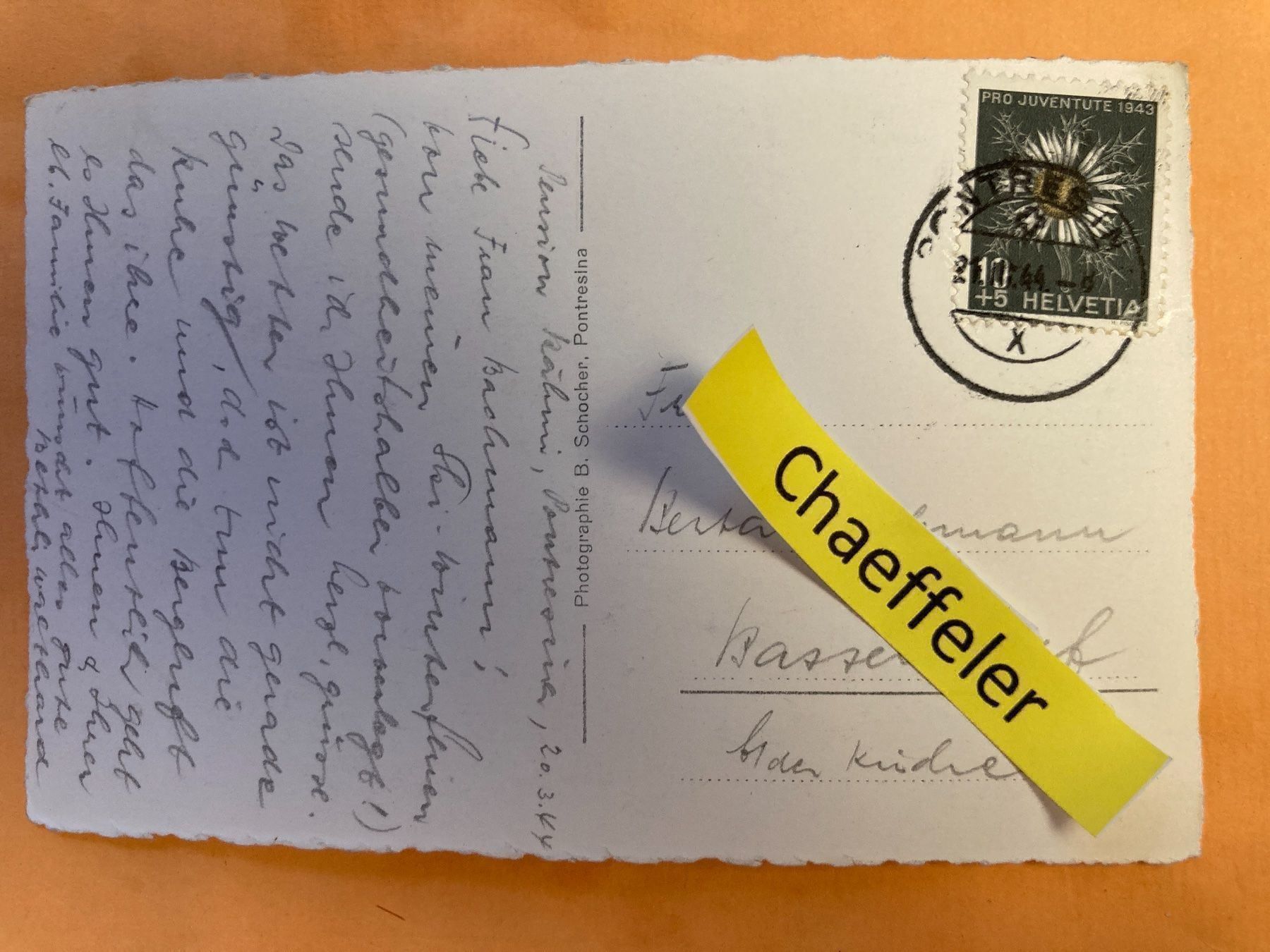 Ansichtskarten: 1944 Abfahrt vom Morteratschgletscher – Gebraucht aus Zürich von Chaeffeler 1