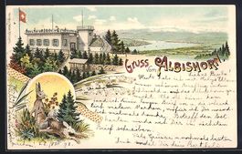 Litho Albishorn, Blick zum Gasthaus, Has