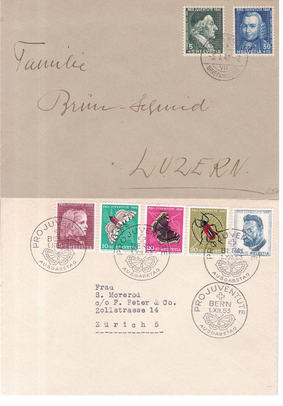 Tutti i francobolli: 6 Stk. Pro Juventute FDCs, Briefe ab 1942 – Usato da Münchwilen AG venduto da Nesar