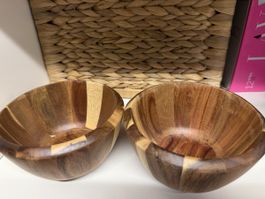 Zwei Holzschalen Set rund braun neuwertiger Zustand