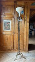 Stehlampe Messing Alt mit Schirm und 2 Leuchtmitteln