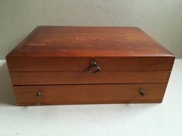 🟡alter Schmuck Besteck Kasten Truhe aus Holz VINTAGE