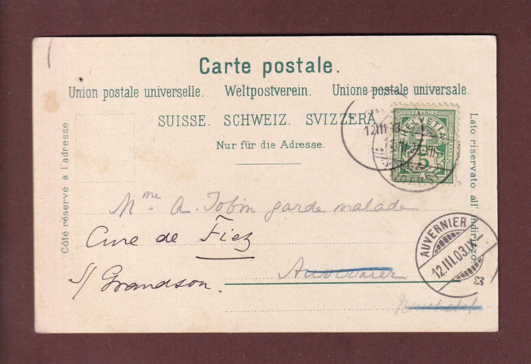 Cartoline postali: SION - Valère - 1903 – Usato da Pully venduto da nicecards 1