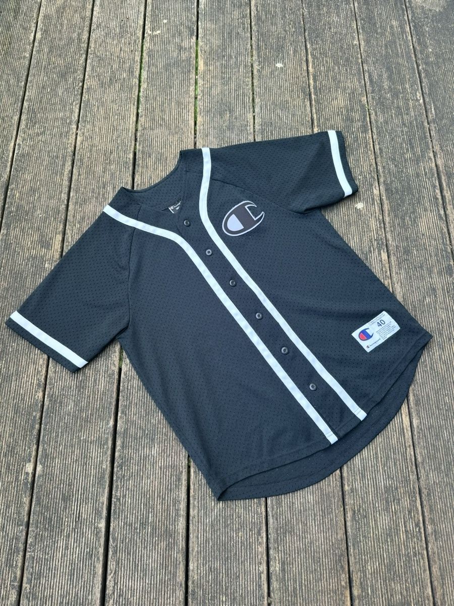 Canottiere & Pantaloni: Champion Mesh Baseball Jersey, Noir / Gris, Taille S – Usato da Fétigny venduto da nit_p86f