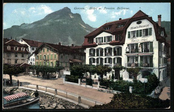 Ansichtskarten: Gersau, Hotel und Pension Bellevue mit U – Gebraucht aus Berlin von bartko-reher