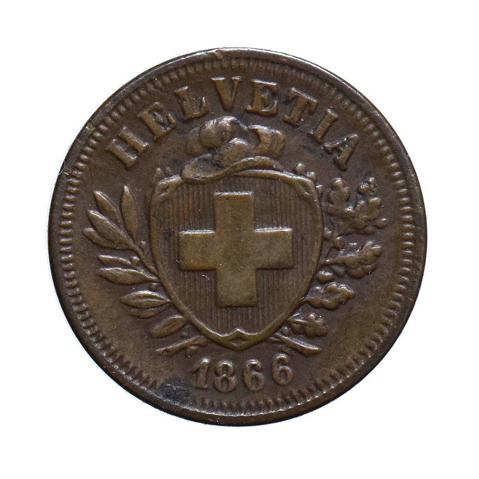 Tutti le monete: 1 Rappen 1866 – Usato da Chiasso venduto da Novamarketing
