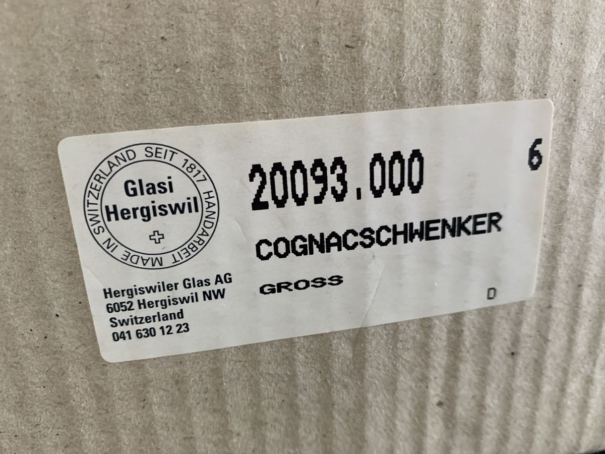 Glasi Hergiswil Bicchieri: 6 x Hergiswil Cognacglas – Nuovo e nell'imballaggio originale da Zug venduto da kuba1972 7