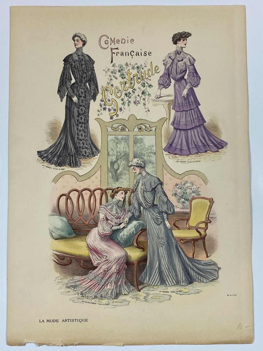 Incisioni: Modeblatt Mode Paris Lithografie antik – Usato da Wollerau venduto da Sammler-Ecke