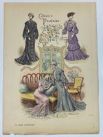 Modeblatt Mode Paris Lithografie antik