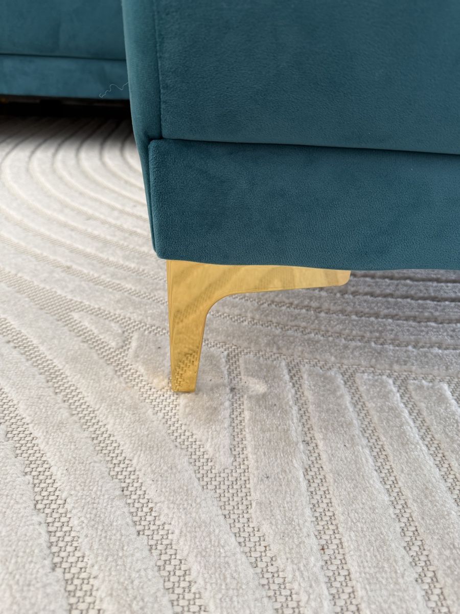 Sofas: Ecksofa mit Ottomane Petrol Samt  – D'occasion à Kriens par Modeoutlet 3