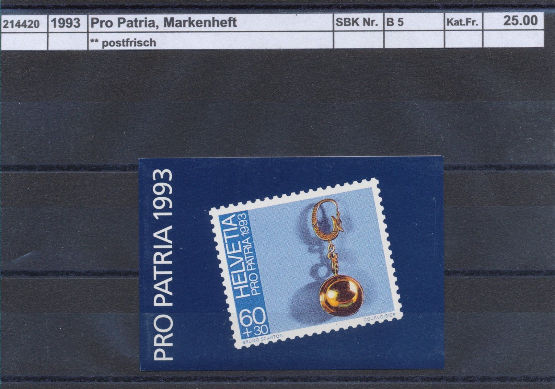 Tutti i francobolli: 1993 Pro Patria, Markenheftchen, ** postfrisch – Nuovo (secondo la descrizione) da Winterthur venduto da Zupogeru