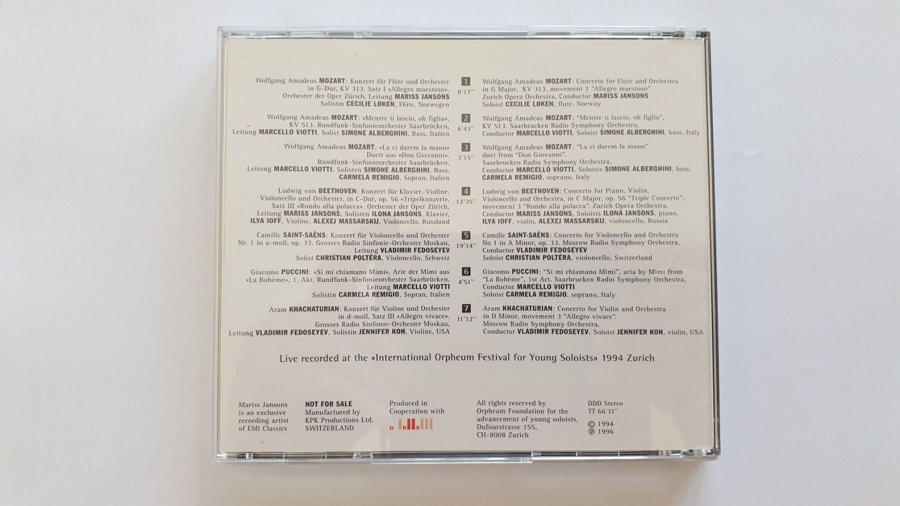 CD: Orpheum Soloists in Concert. – Usato da Goldach venduto da armando_r 1