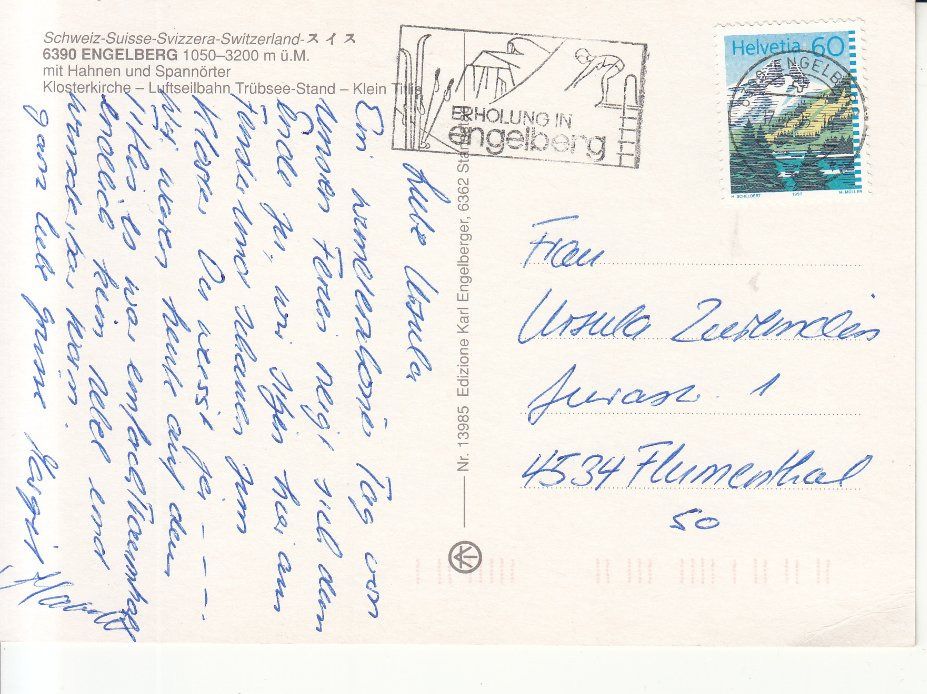 Cartoline postali: Engelberg 1993 – Usato da Bürglen TG venduto da StampGraf 1