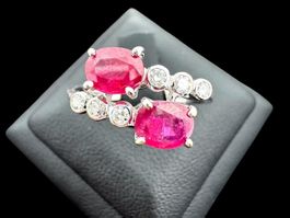 Rubine 1.2c Diamanten 0.2c Ring 18k Grösse 55.5 *S2294