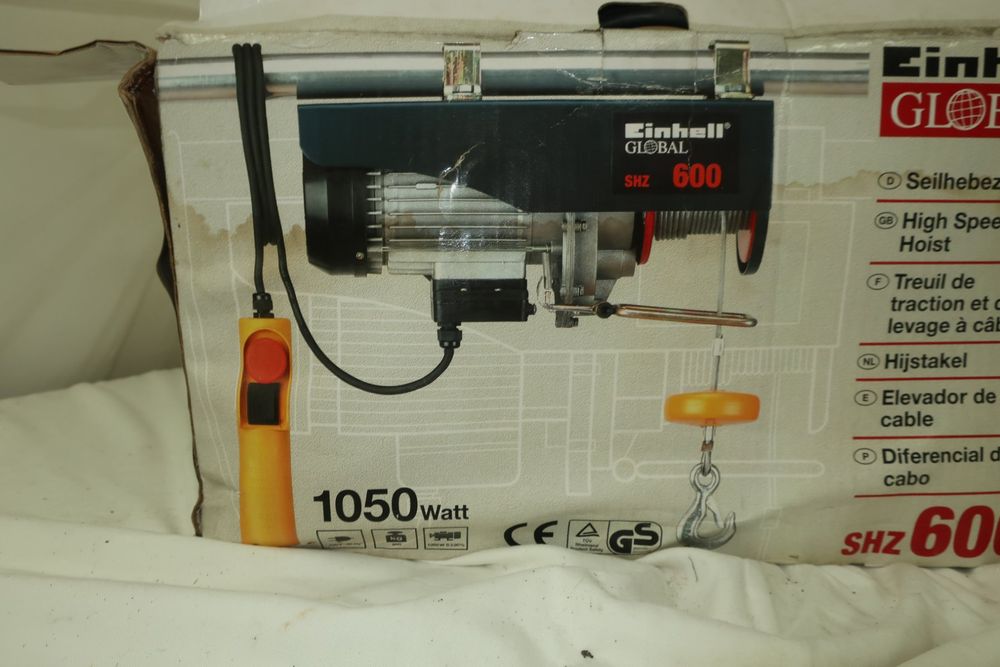 Einhell Seilhebezug TC-EH 600 – 1050 W, 300/600 Kg Tragkraft, 18 M Drahtseil, Mit Sicherheitsbügel