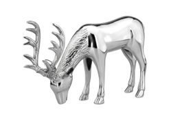 Figur Hirsch 24 x 14 x 37 cm Rentier Metall Silber Reh