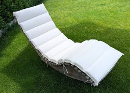 2 Stück Gartenliege mit Auflage Creme