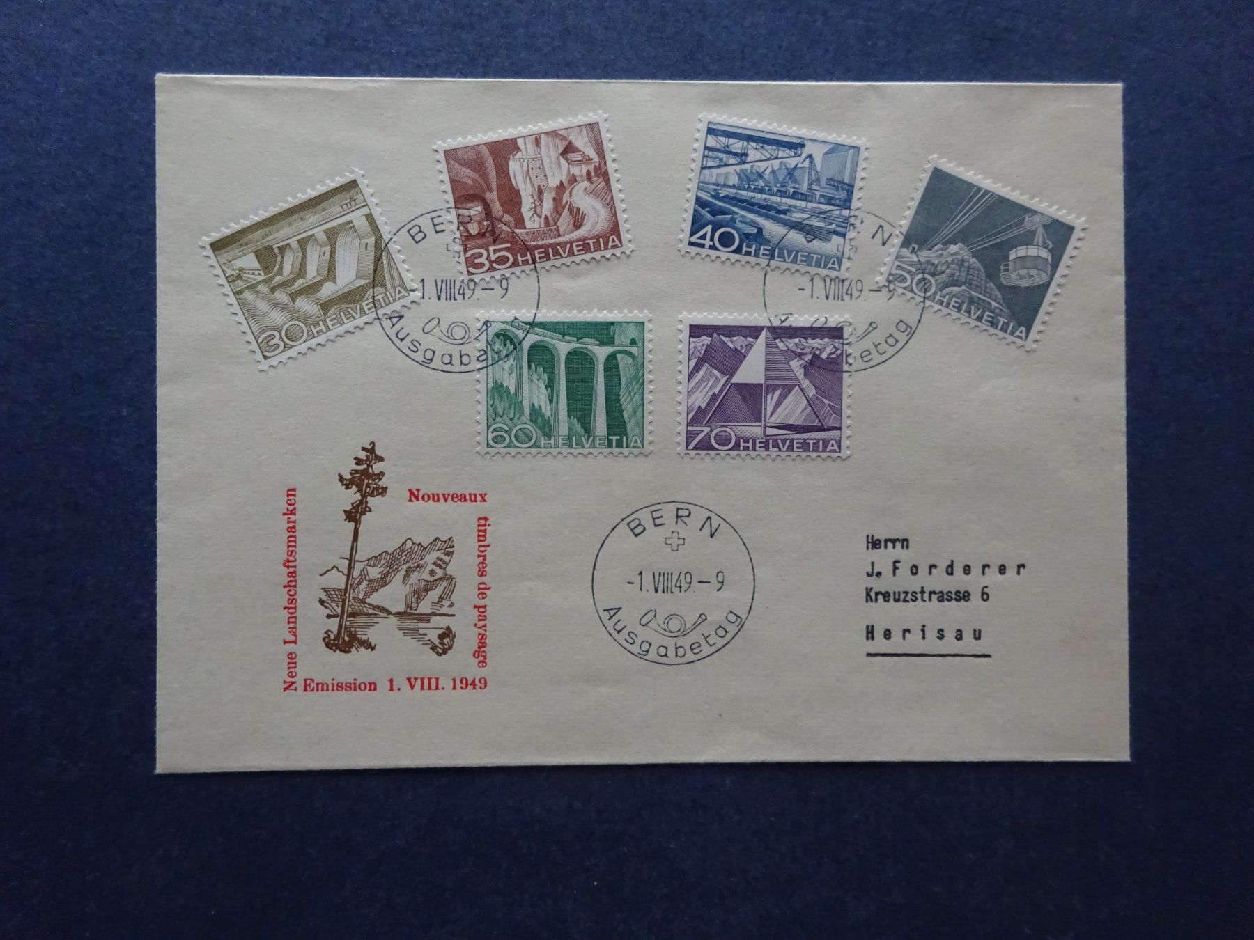 Tutti i francobolli: 1949 Technik und Landschaft FDC BERN – Usato da Appenzell-Steinegg venduto da adi1975 4