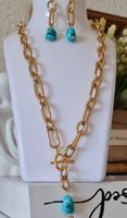 Gold Chain Necklace with Turquoise - Summer Statement!