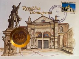 ENVELOPPE AVEC PIECE - REPUBLICA DOMINICANA - 1988