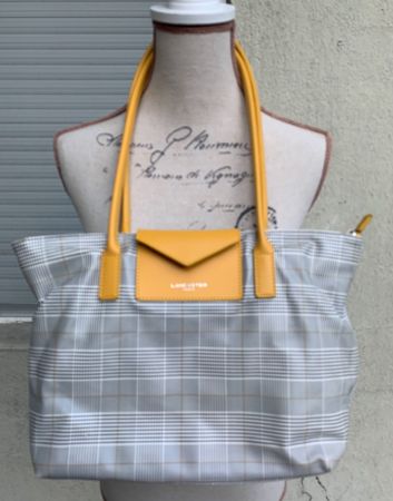 Superbe sac à main LANCASTER PARIS pied de poule et cuir