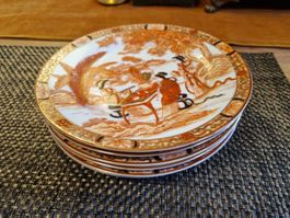 Japan Kutani Geisha Porzellan Teller Set 6 Handbemalt