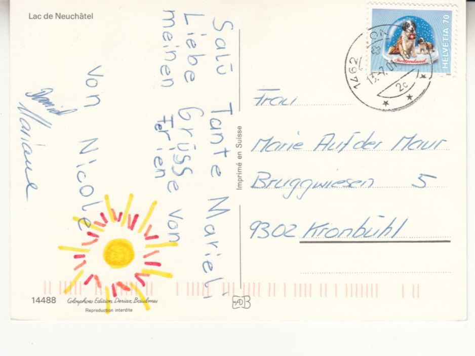 Ansichtskarten: Lac de Neuchâtel 2001 – Gebraucht aus Bürglen TG von StampGraf 1