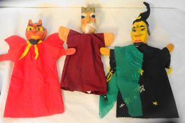 3 x Handpuppen Kasperlitheater, Holz Figuren