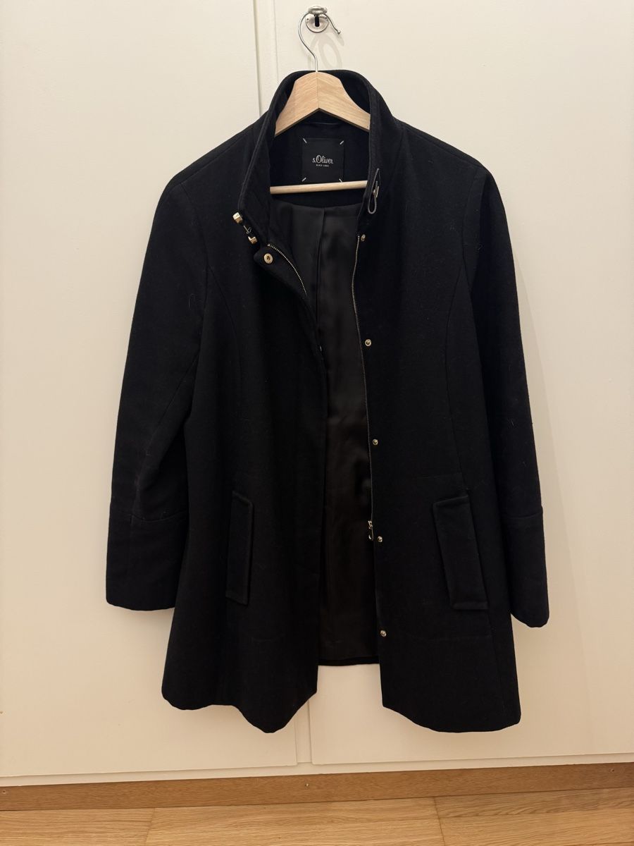 S.Oliver Cappotti: s.Oliver Black Label Mantel Gr. 36, Schwarz, Wolle – Usato da Zürich venduto da Flao_78376